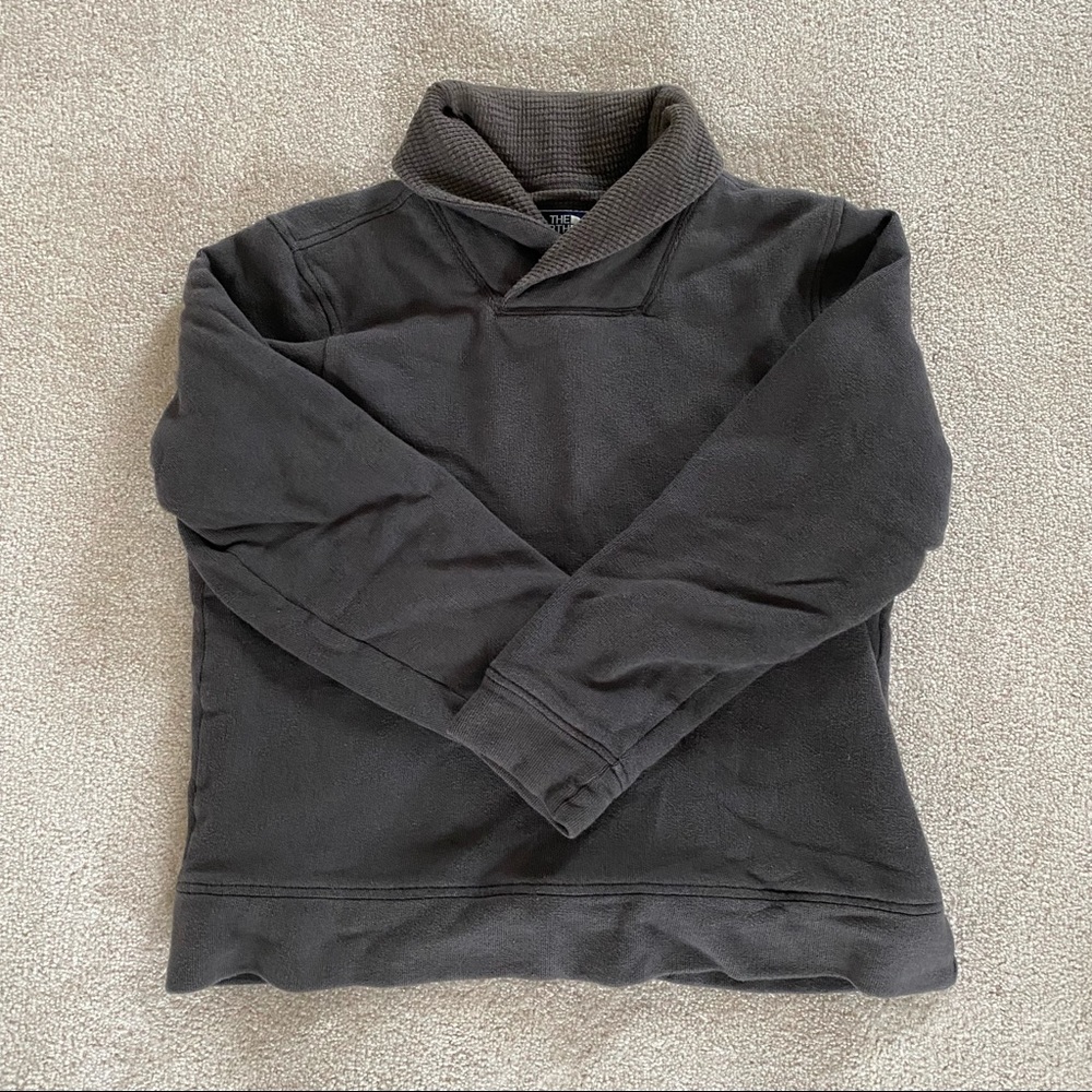 The North Face Vintage Grey Pullover Sweater with Foldover Collar (Unisex)